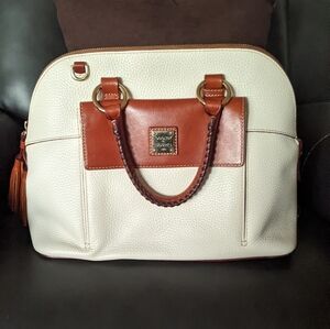 Dooney & Bourke White and Brown Leather Satchel